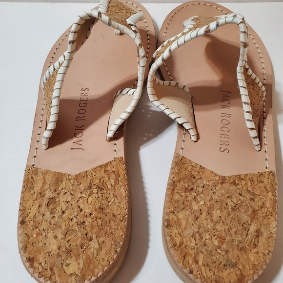 Jack Rogers Jackie Cork Leather Thong Sandal Size 10 - Picture 5 of 9